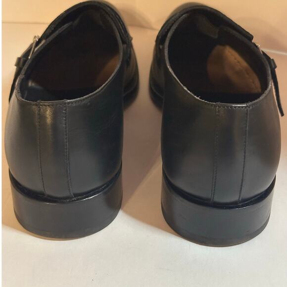 ETRO Monk Strap Glossed Black Leather Shoes size IT 44 Loafers Buckle Paisley main image 8